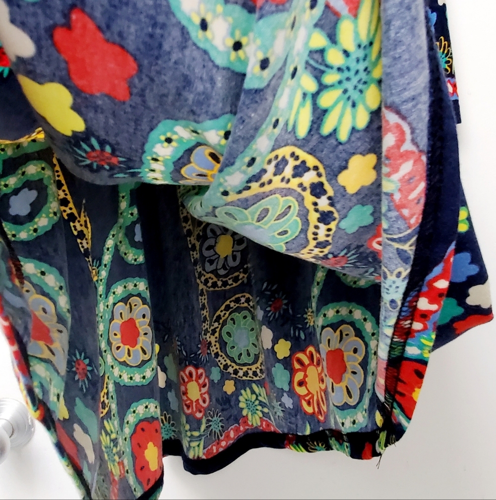 Reborn Navy Blue Floral Boho Hippie Pop Over A-line Dress Size XL New - Picture 4 of 10